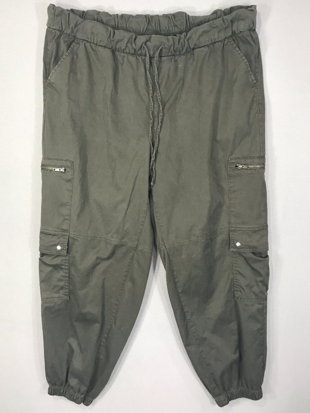 Lane Bryant Pants Women's 14 Green Cargo Pull On Drawstring Tapered Stretch Y2K